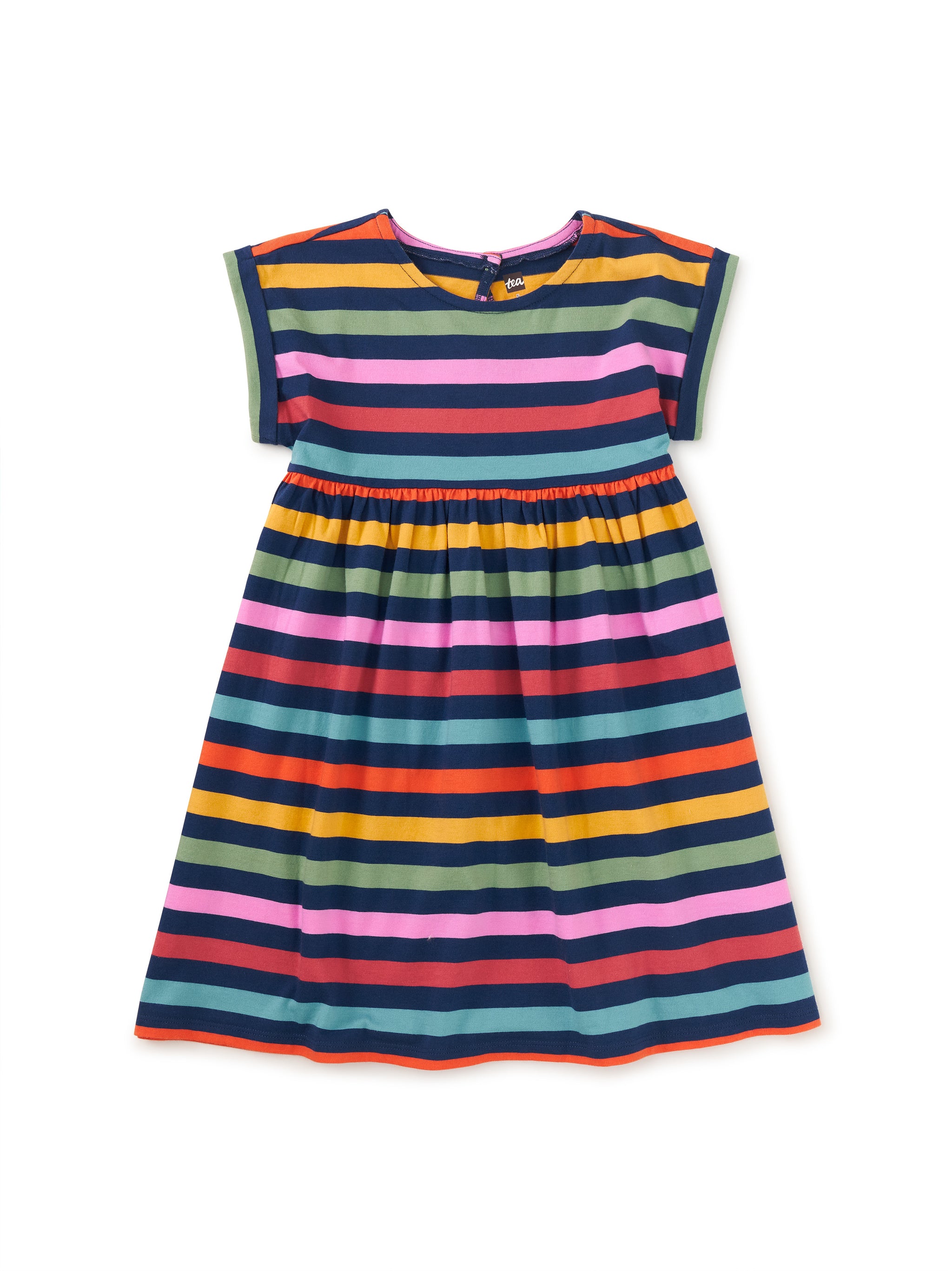 Tea Short Sleeve Empire Dress Nightfall Stripe JustHatched Tea Short Sleeve Empire Dress Nightfall Stripe JustHatched