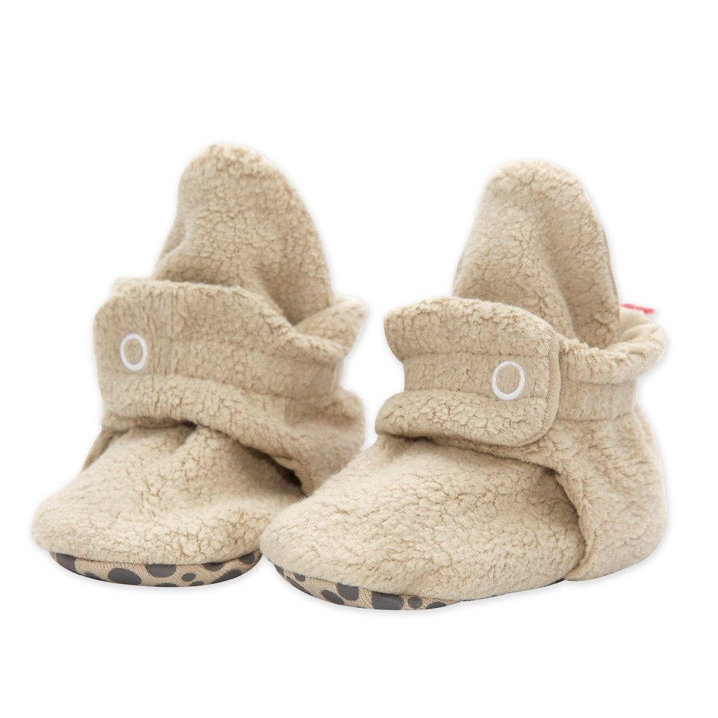 Zutano Cozie Fleece Gripper Baby Bootie Khaki